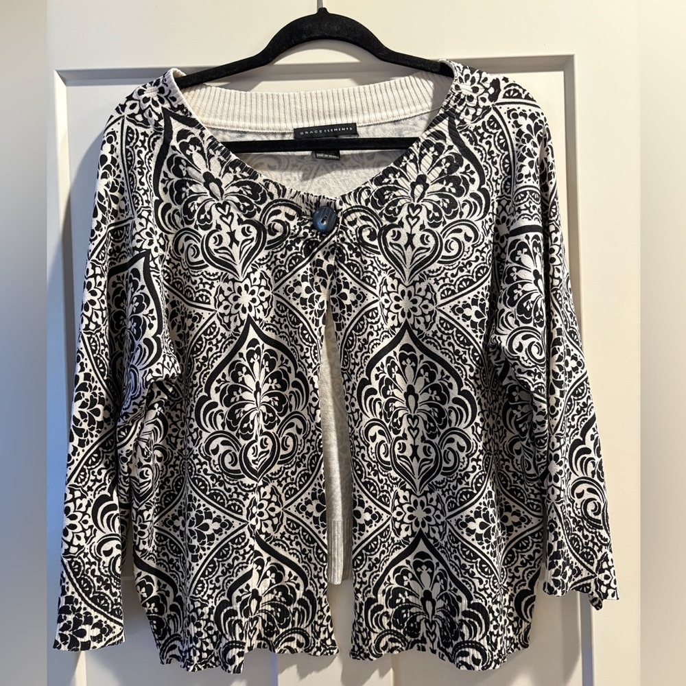 Grace Elements Silk Blend Damask Knit Sweater - XL - Quiet Luxury, Old Money